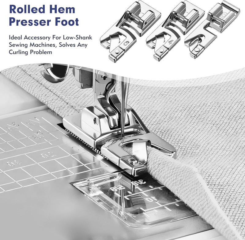 LBCSO 3 Size Rolled Hem Presser Foot Set (3mm,4mm,6mm) - Universal Low Shank Snap-On for Singer, Brother, Janome, Babylock - Sewing Machine Supplies Rolled Hemmer Foot,Multifunctional Household Accessories - Image 3